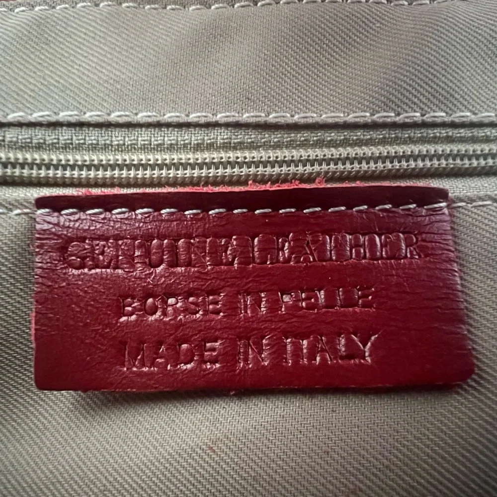 NWOT Red Italian Leather Handbag with Chain - Picture 2 of 5